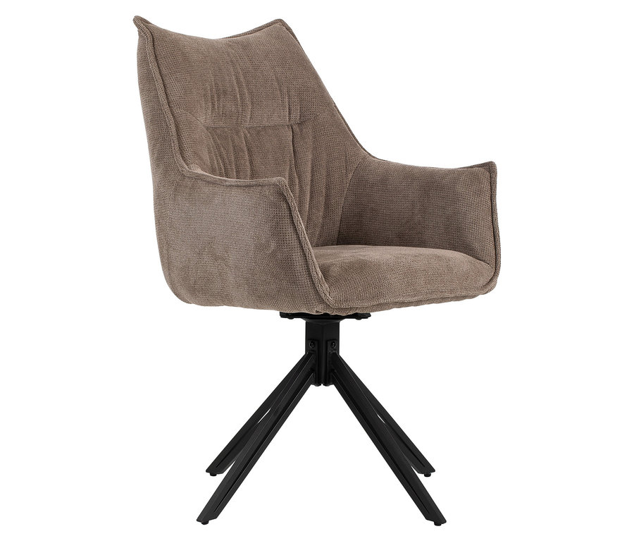 Der braune, drehbare DeVries Diningsessel »Ginosa« steht vor einem weißen Hintergrund.