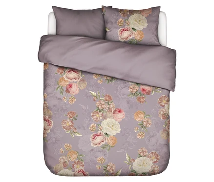 Bettwäsche mit Blumenmuster in lila Farbe, inklusive Kissenbezug.