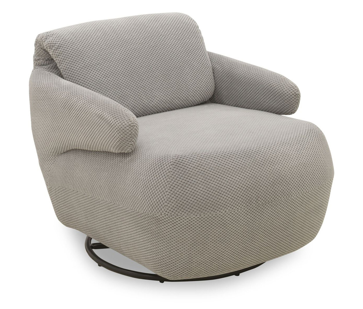 Grauer Domo Drehsessel »Valencia« mit Drehfunktion auf dunklem Drehfuss.
