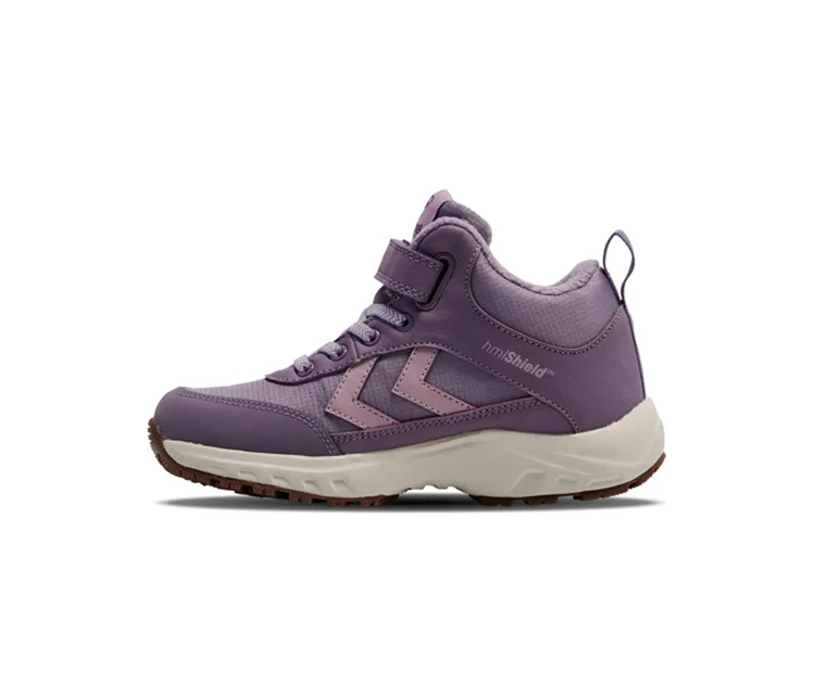 Lila hummel® Turnschuhe »Root Tex Jr« mit Klettverschluss und cremefarbener Sohle.