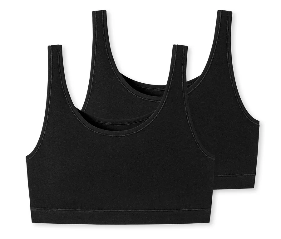 Zwei schwarze SCHIESSER Bustiers mit Bio-Baumwolle.