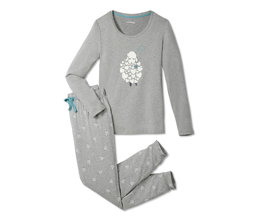 Grauer Pyjama mit Schaf-Print.