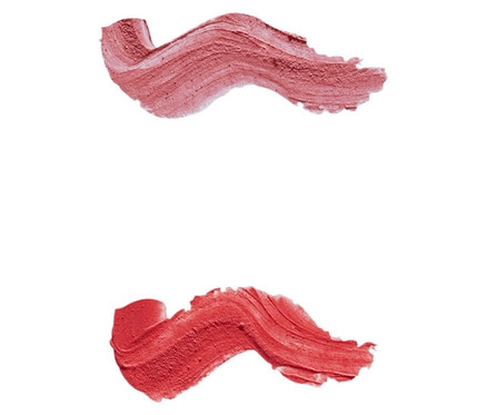 Zwei Lippenstiftstriche auf weissem Hintergrund.