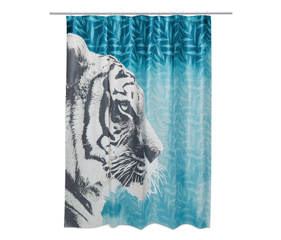 Duschvorhang mit Tigermotiv.