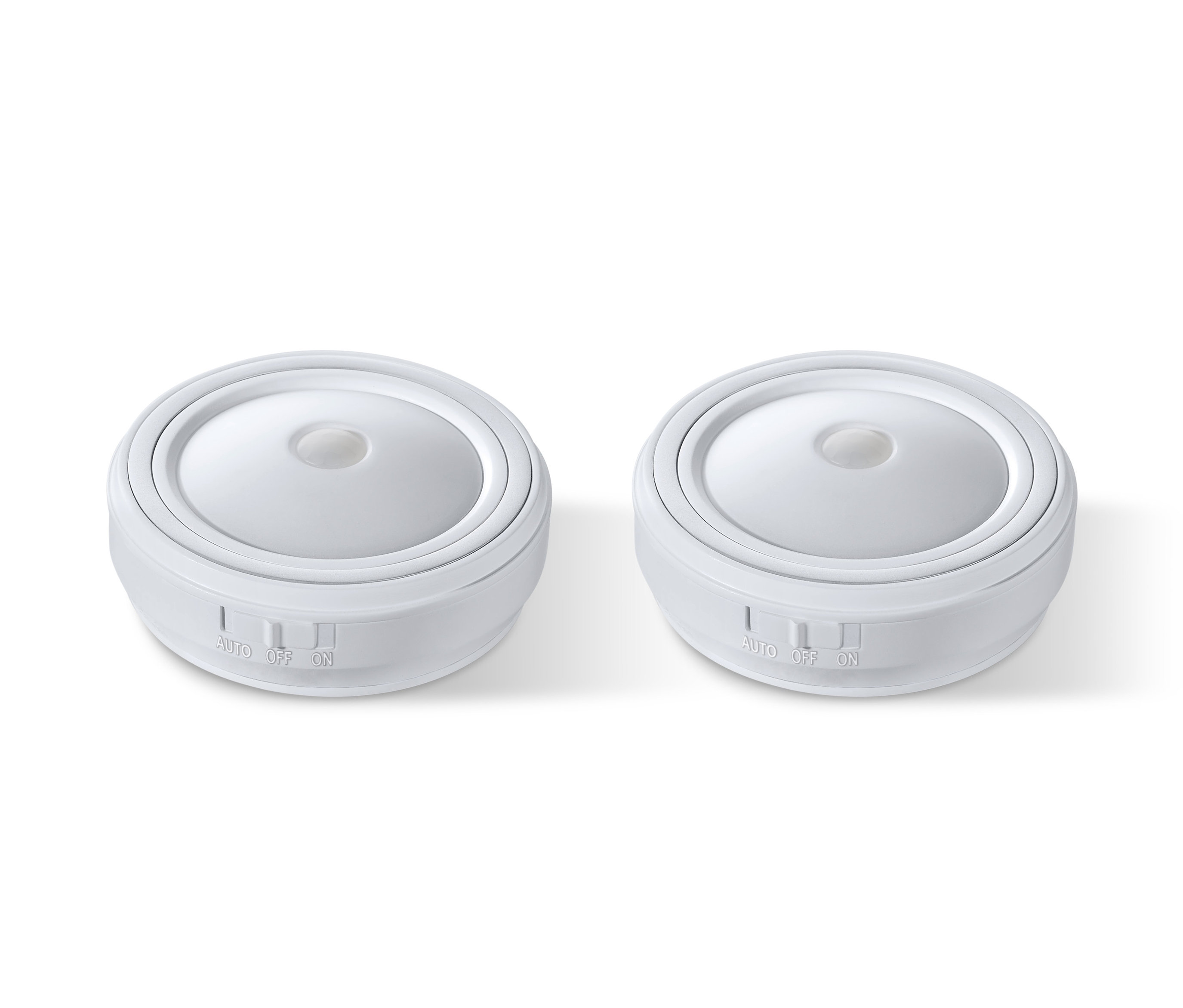 Zwei LED-Multifunktionsleuchten auf weißem Hintergrund.