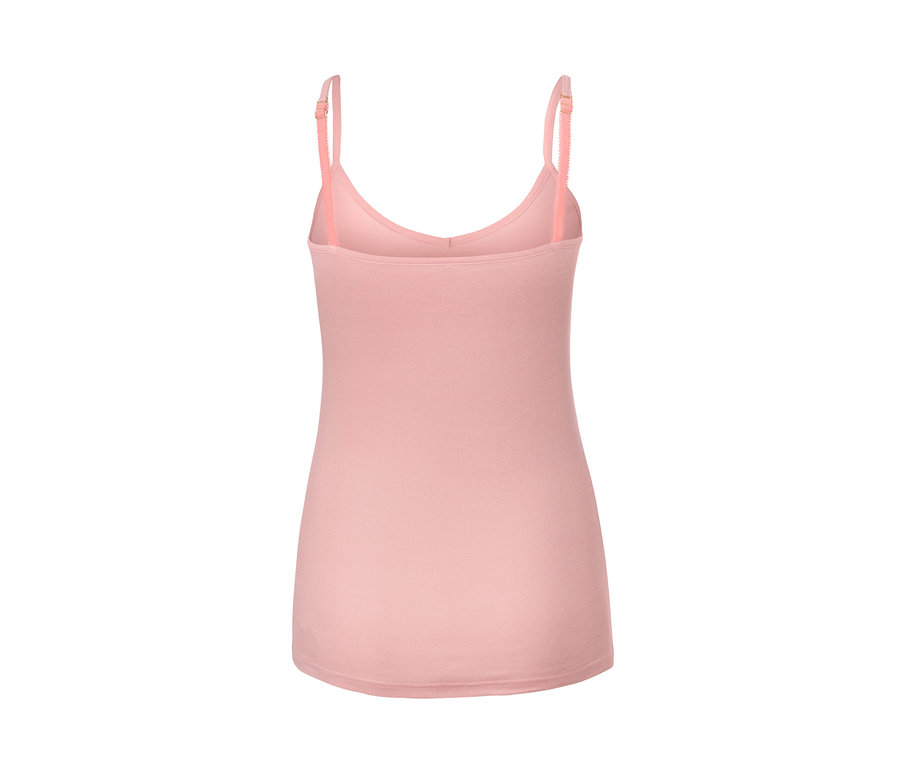 Rosa Hemdchen aus Wolle-Seiden-Mix mit verstellbaren Trägern.