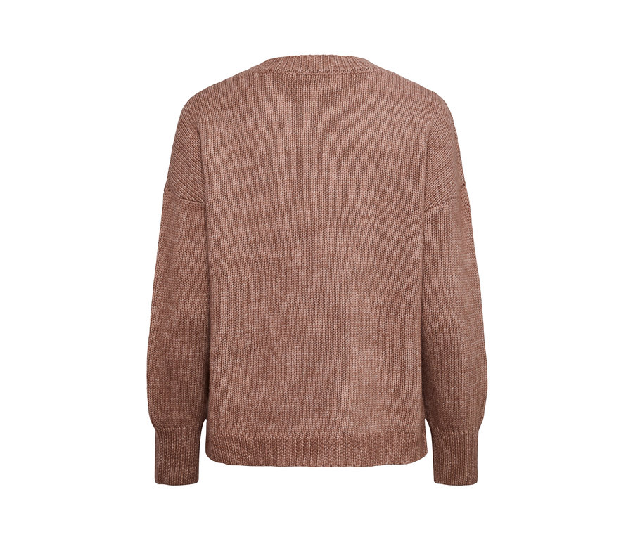 Detailaufnahme eines Strickpullovers.