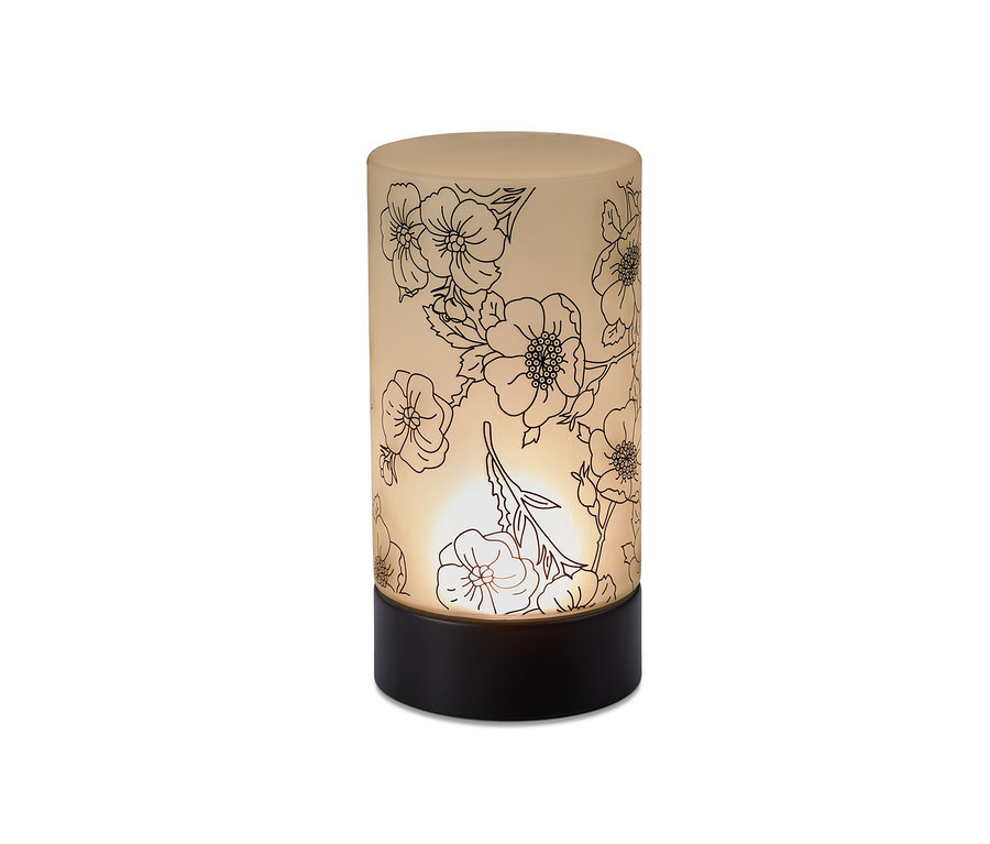 Eine LED-Leuchte »Glasschirm« mit Blumenmuster.