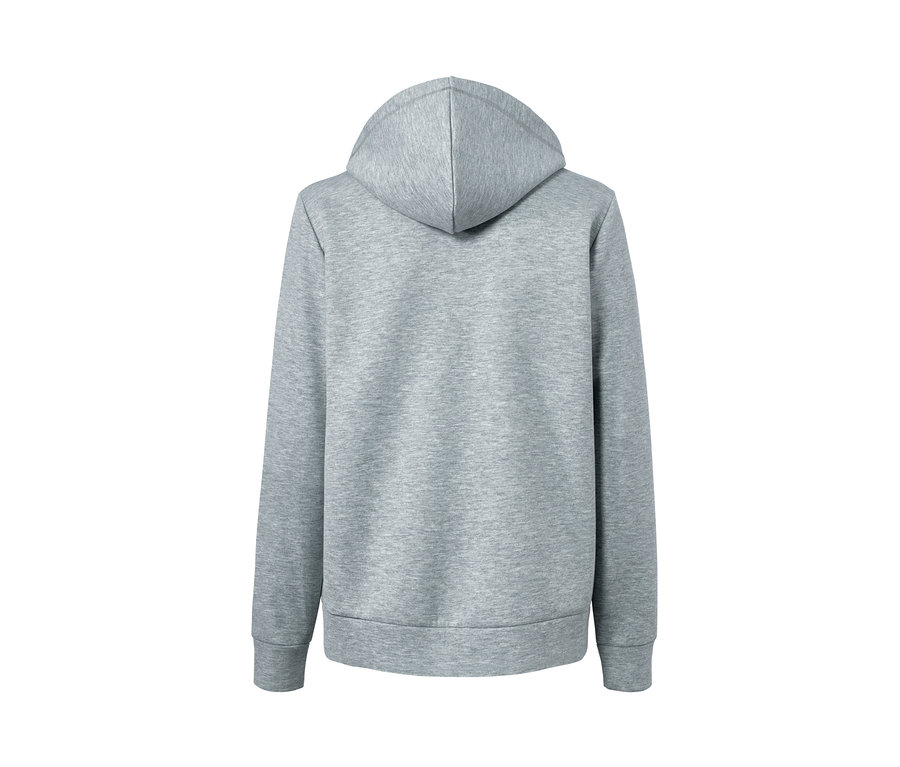 Graue Funktions-Sweatjacke mit Kapuze von hinten.