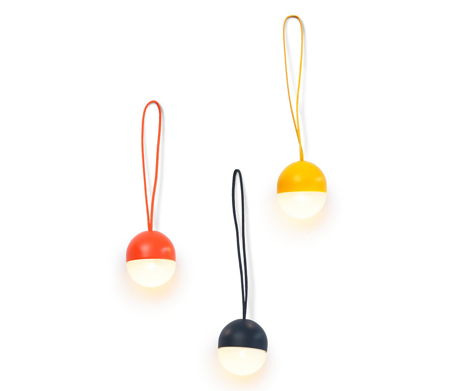 Drei LED-Mini-Lichter: orange, gelb und dunkelblau.