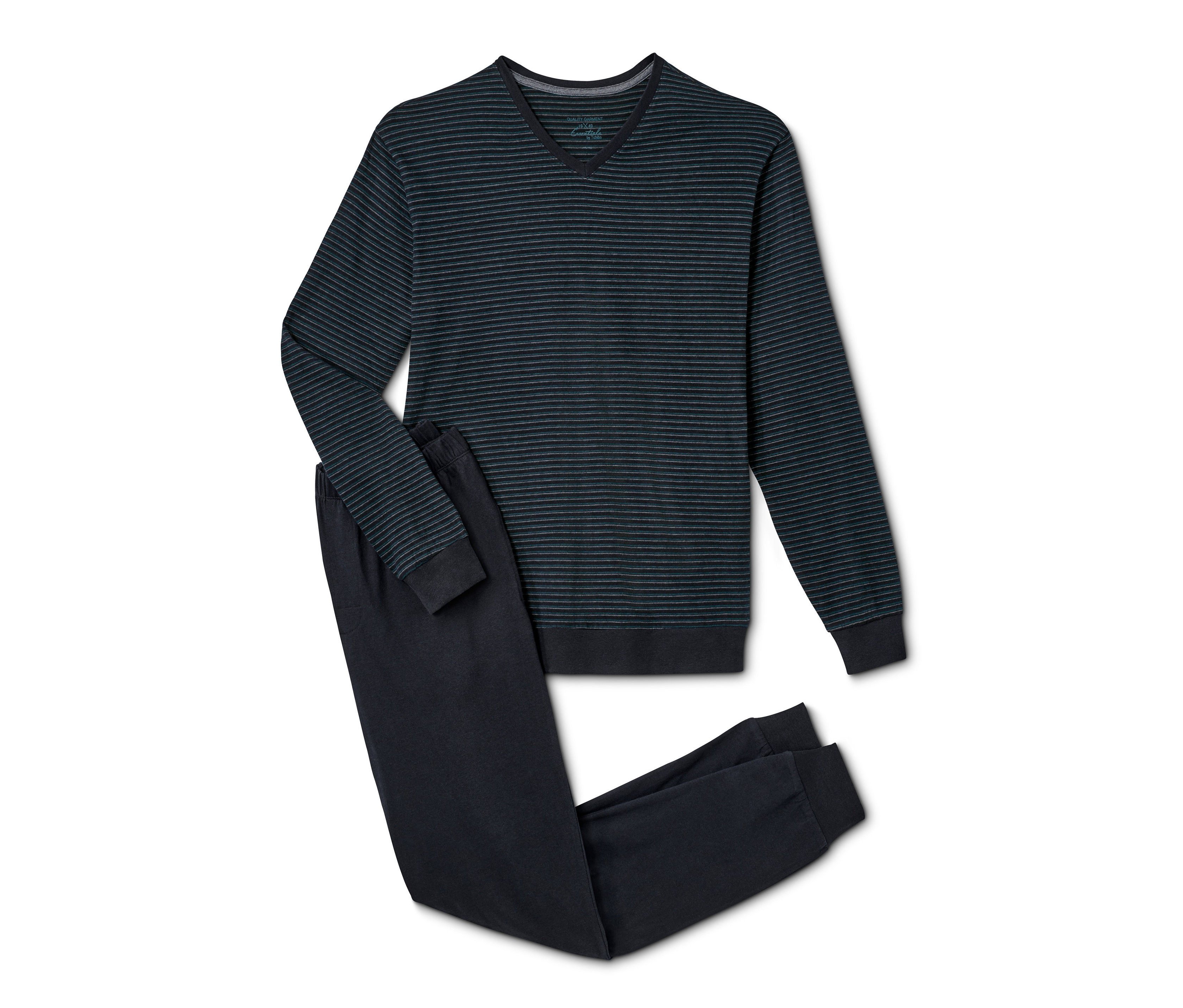 Marineblauer Pyjama langärmlig.