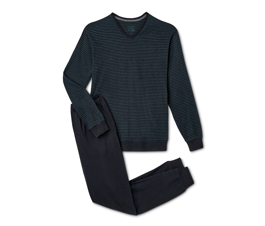 Marineblauer Pyjama langärmlig.