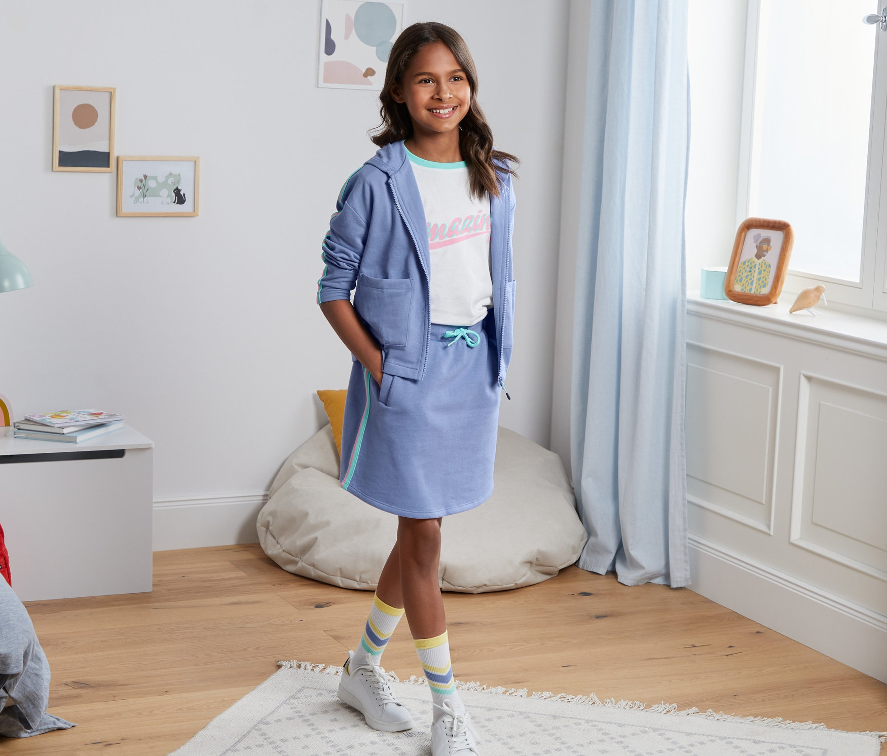 Thumbnail - Tchibo - Sweatrock mit recyceltem Polyester - Mädchen - Gr. 146/152 - blau