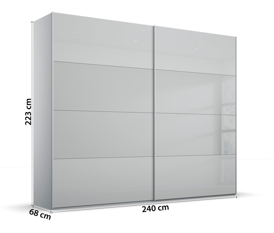Grauer Rauch BLACK 20UP Schwebetürenschrank »Premium«, seidengrau, 240 cm.