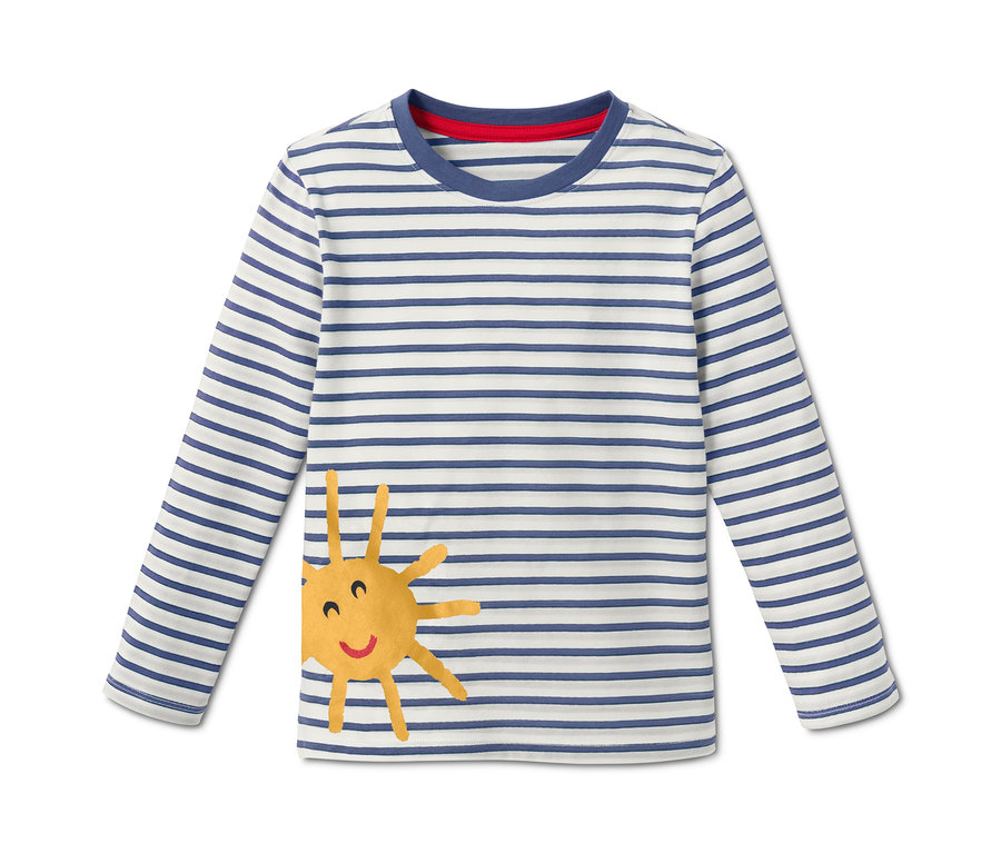 Gestreiftes Langarmshirt mit Sonnen-Applikation.