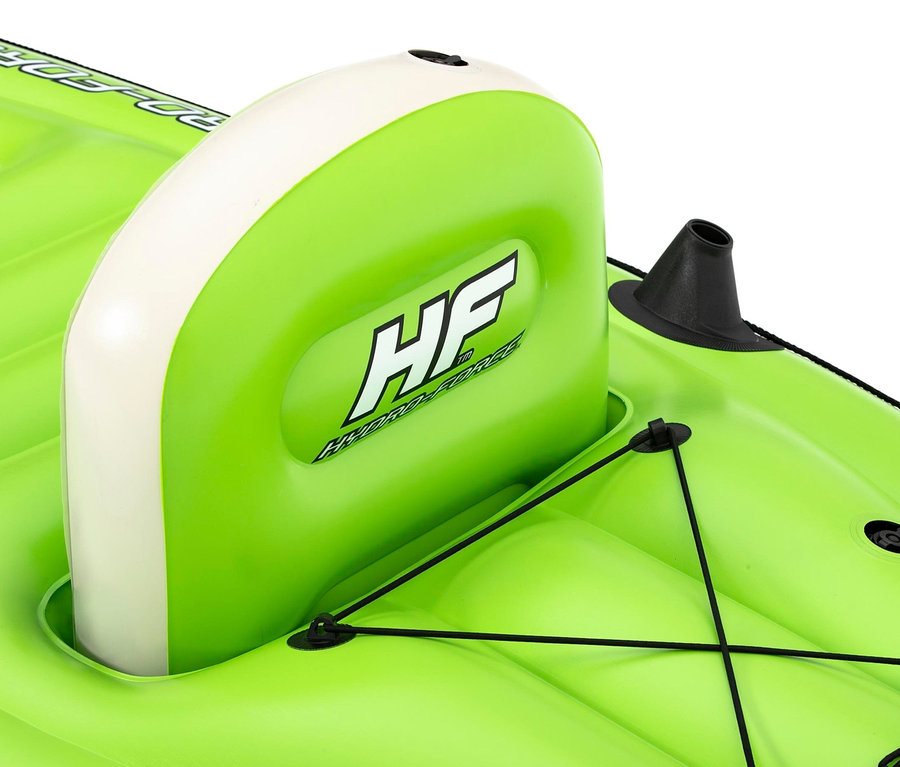 Detailansicht des grünen Bestway® Hydro-Force Angelboot-Sets »Koracle« mit Rückenlehne und schwarzer Schnur.