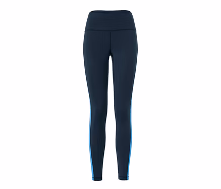 Sporttight mit blauen Streifen an den Seiten.