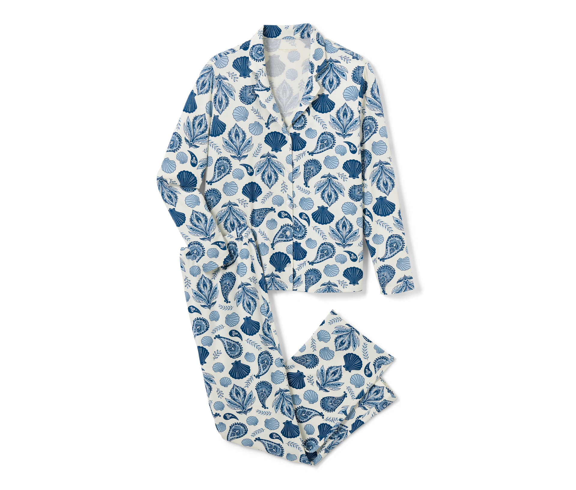 Pyjama - Damen - Gr. M - weiß/paisley - weiß