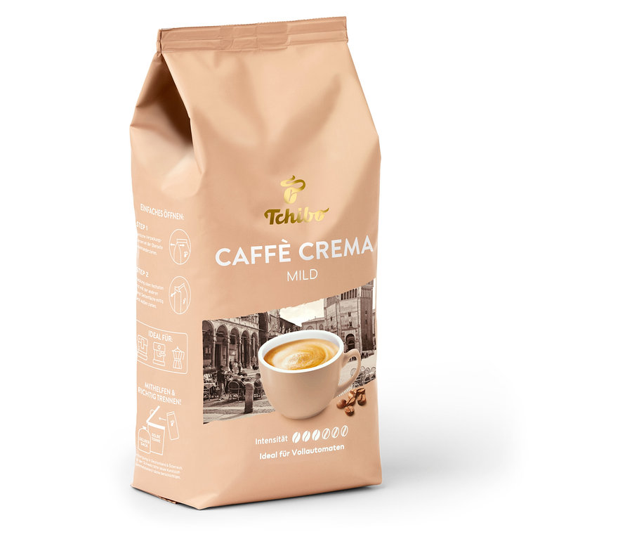 Eine Packung Caffè Crema Mild - 1 kg Ganze Bohne.