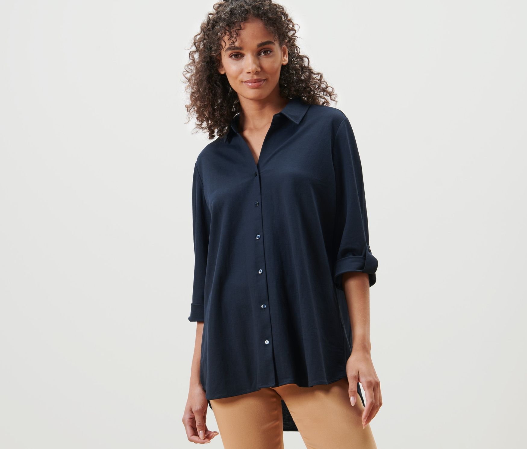 Thumbnail - Tchibo - Piqué-Jerseybluse - Damen - Gr. 44 - dunkelblau