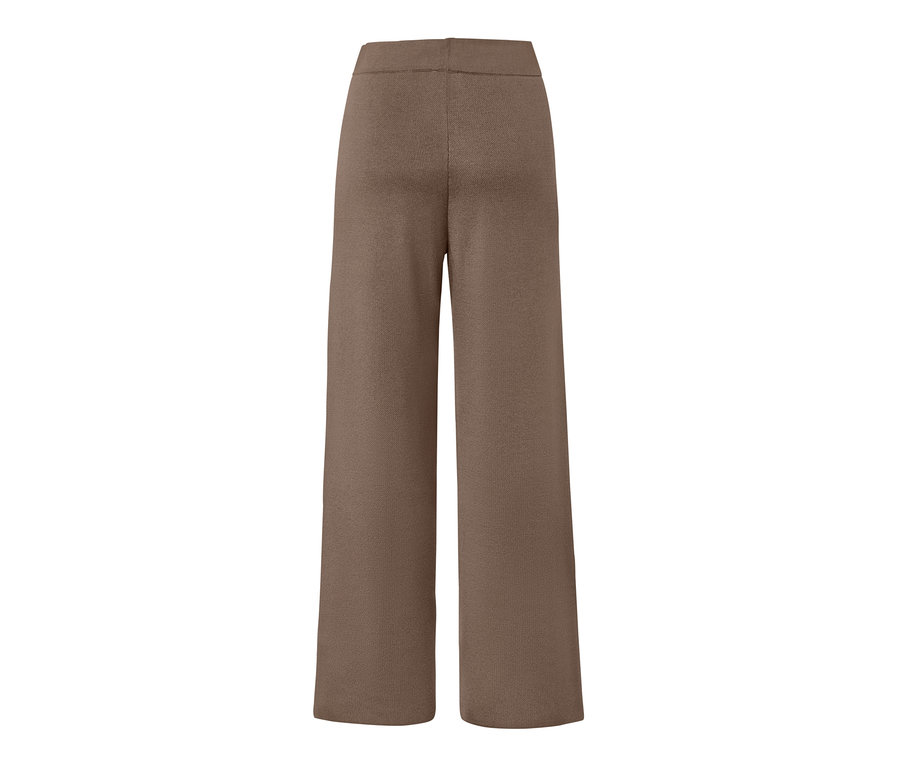 Braune Strickhose mit weitem Bein, Rückansicht.