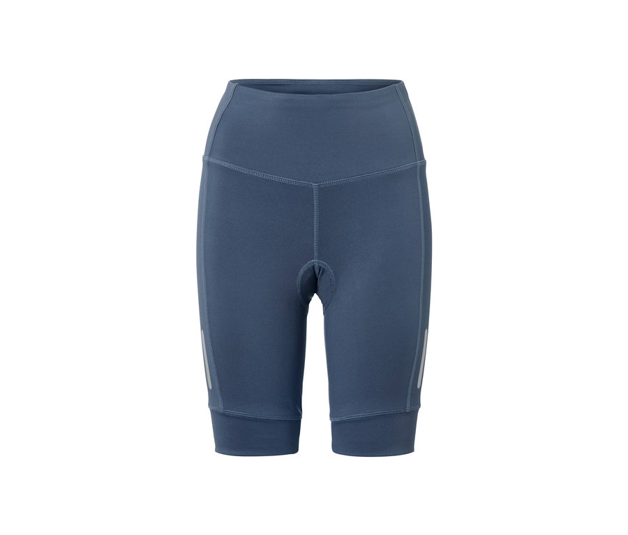 Blaue Fahrradhose auf weißem Hintergrund.