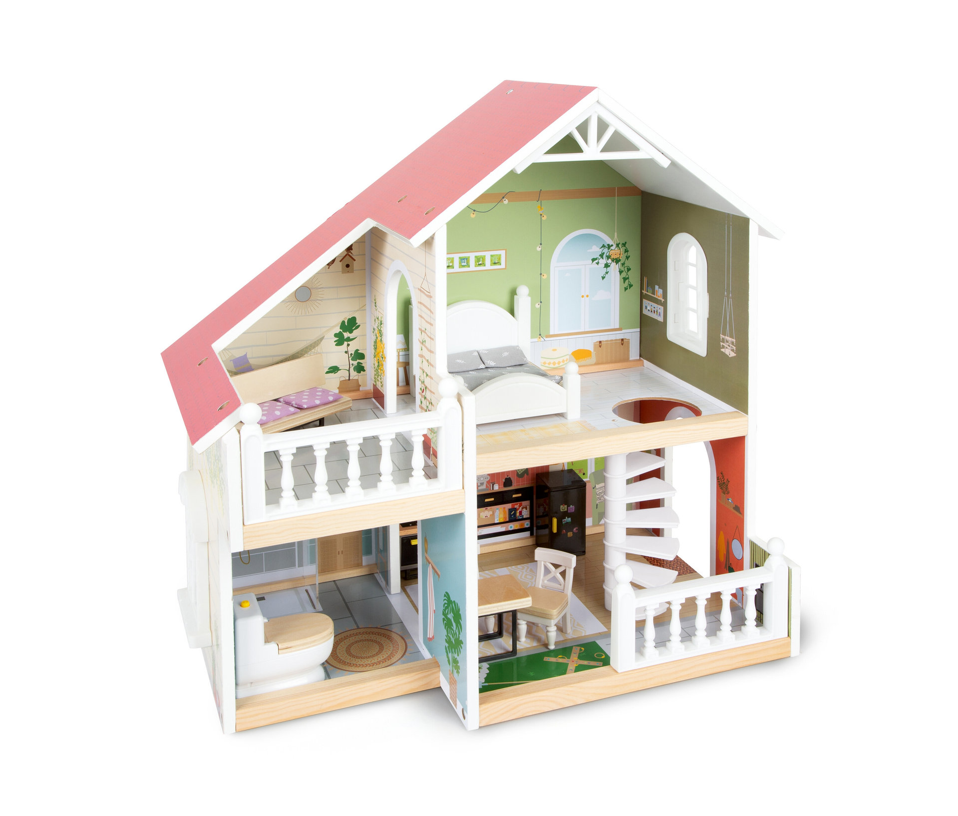 small foot Puppenhaus mit Dachterasse - natur - Holz / Kunststoff