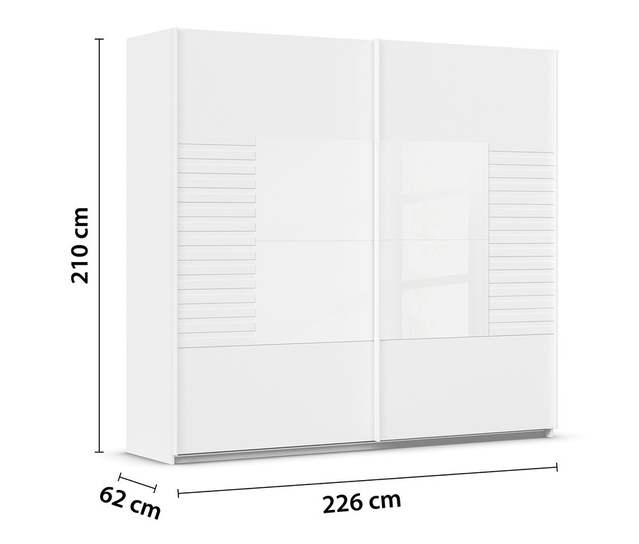Weißer zweiteiliger Schwebetürenschrank Ruga.