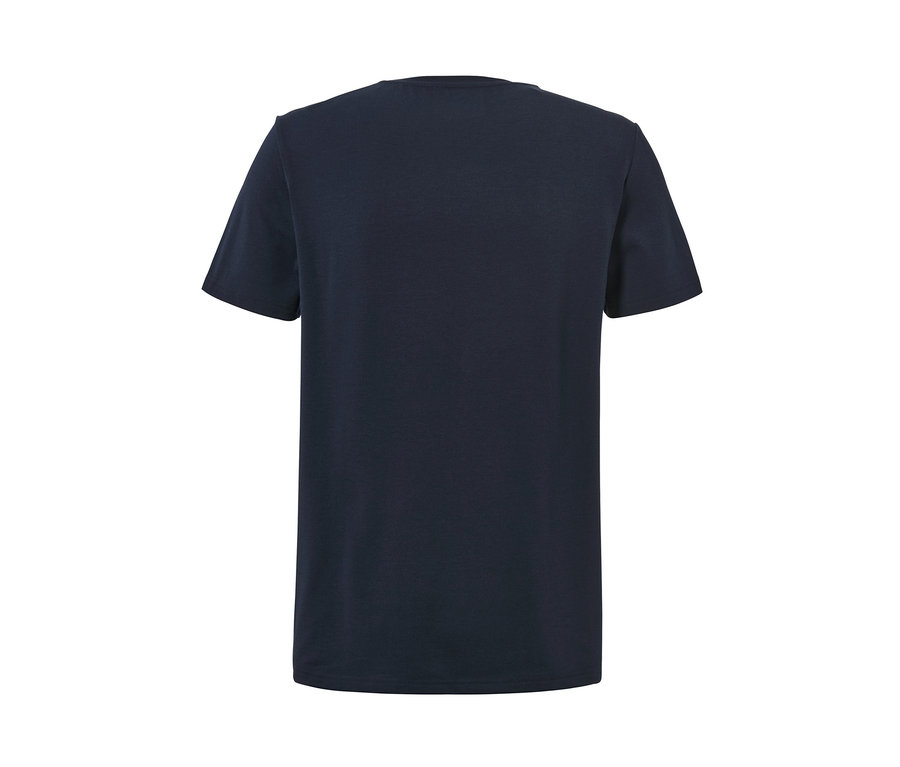 Dunkelblaues T-Shirt mit Print.