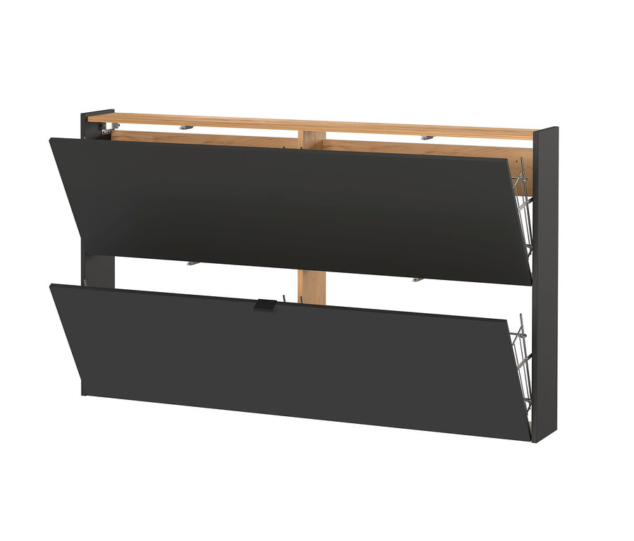Doppelter Schuhkipper »Aalborg«, graphit/eiche mit offenen Klappen.