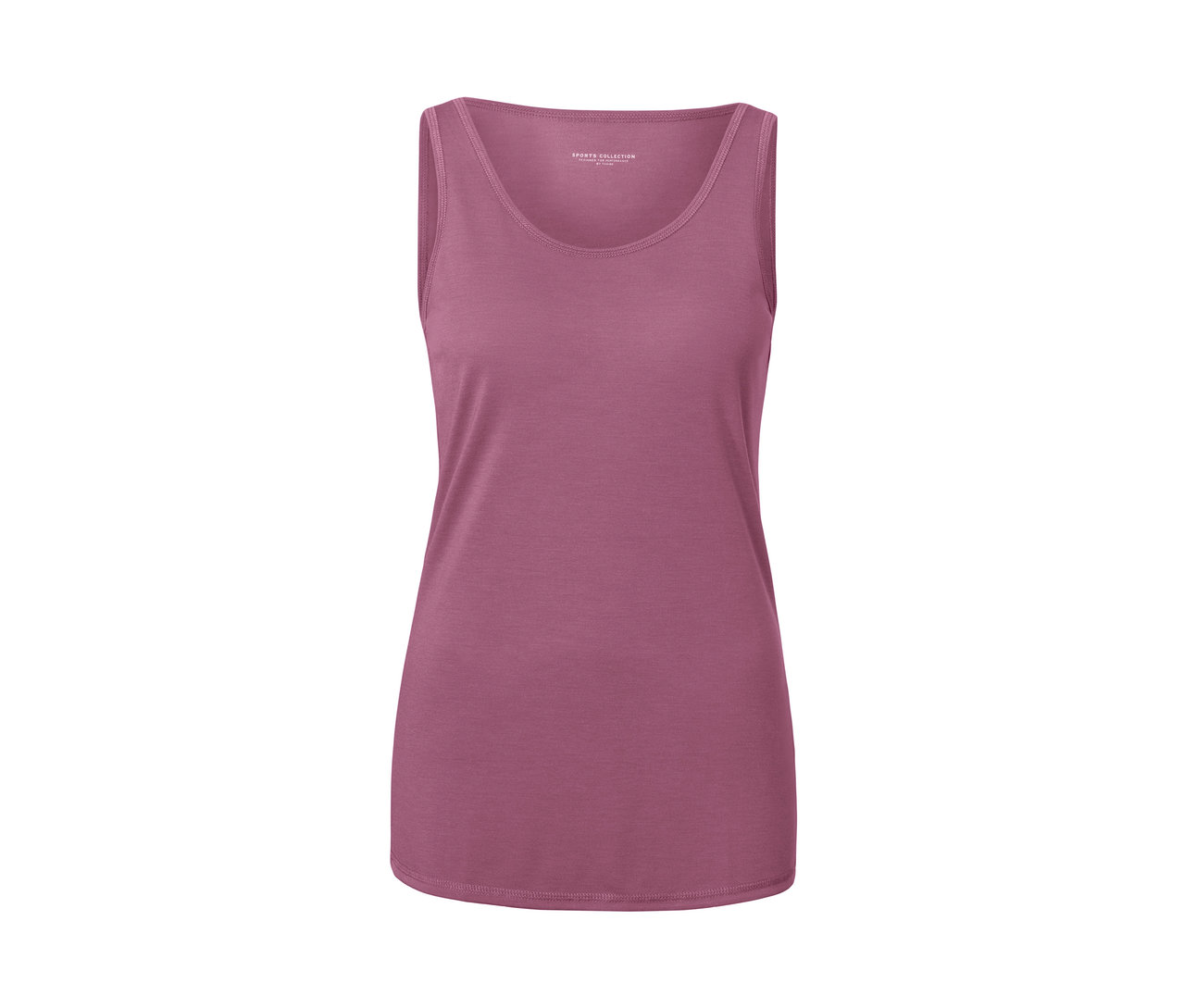 Pflaumfarbenes 2-in-1-Sportshirt.