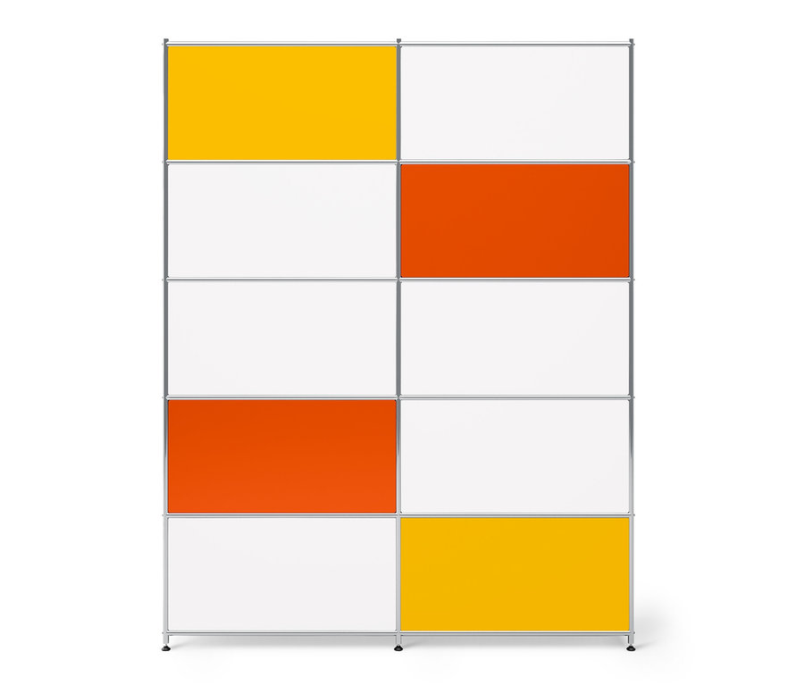 Hohes Regal Metall »CN3« mit 2 Klappenfächern, Sonderedtition, mit gelben, orangen und weißen Fächern.