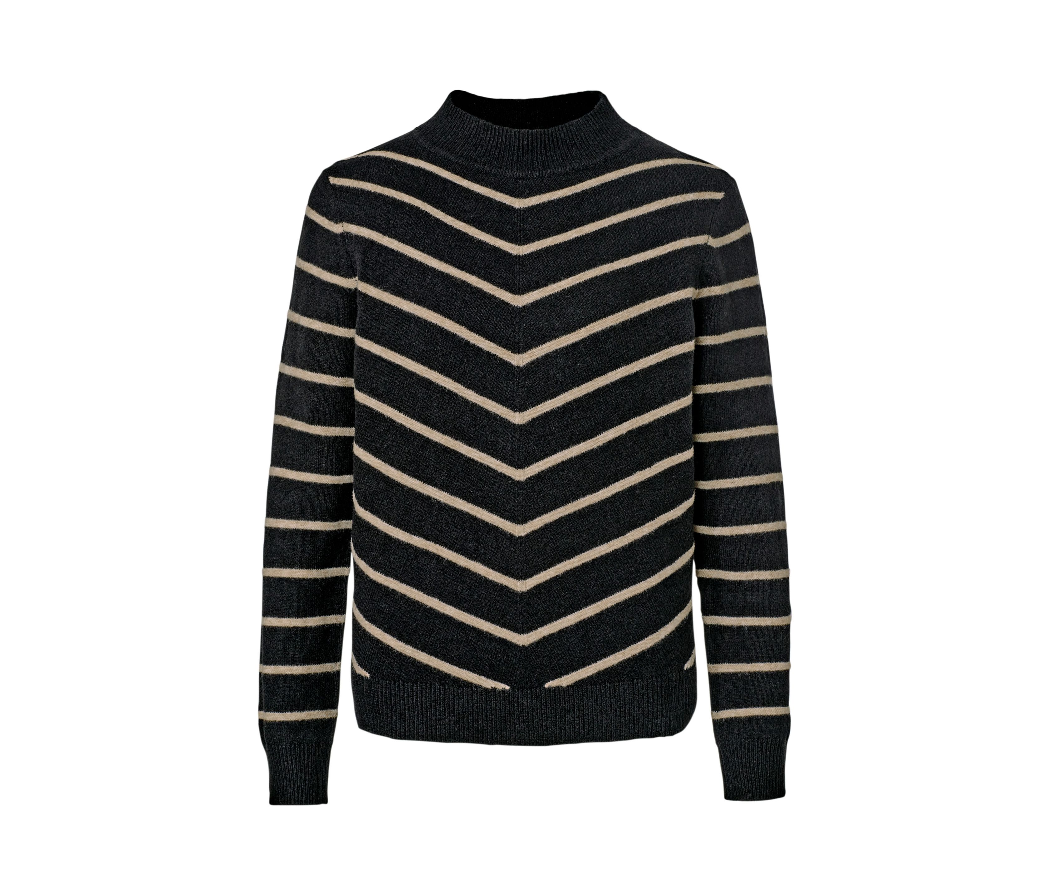 Tchibo - Gestreifter Strickpullover mit Stehkragen - Damen - Gr. XXL - schwarz/gestreift