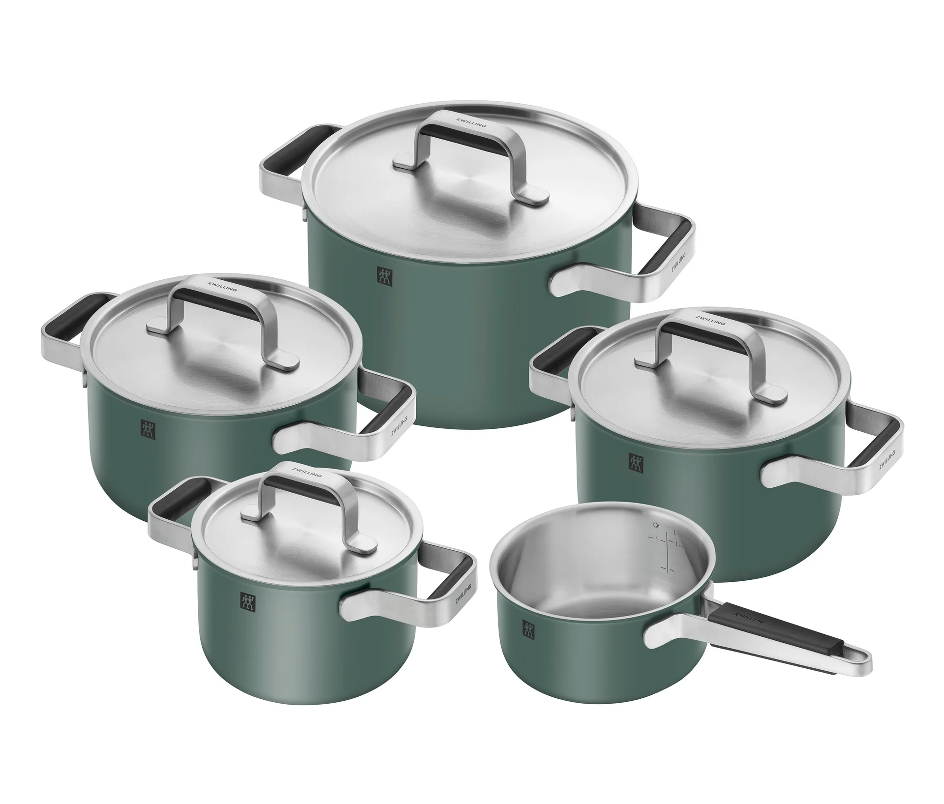 Zwilling Grün Topf-Set "Pure" Set 3 Kochtöpfe (16 20 & 24 Cm) Bratentopf 20 Cm Stieltopf 16 Cm 5 Stk. Tlg. Edelstahl 18/10 von Baur - Bild 3