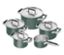 Grünes, 5-teiliges ZWILLING PURE Edelstahl-Kochgeschirr-Set.
