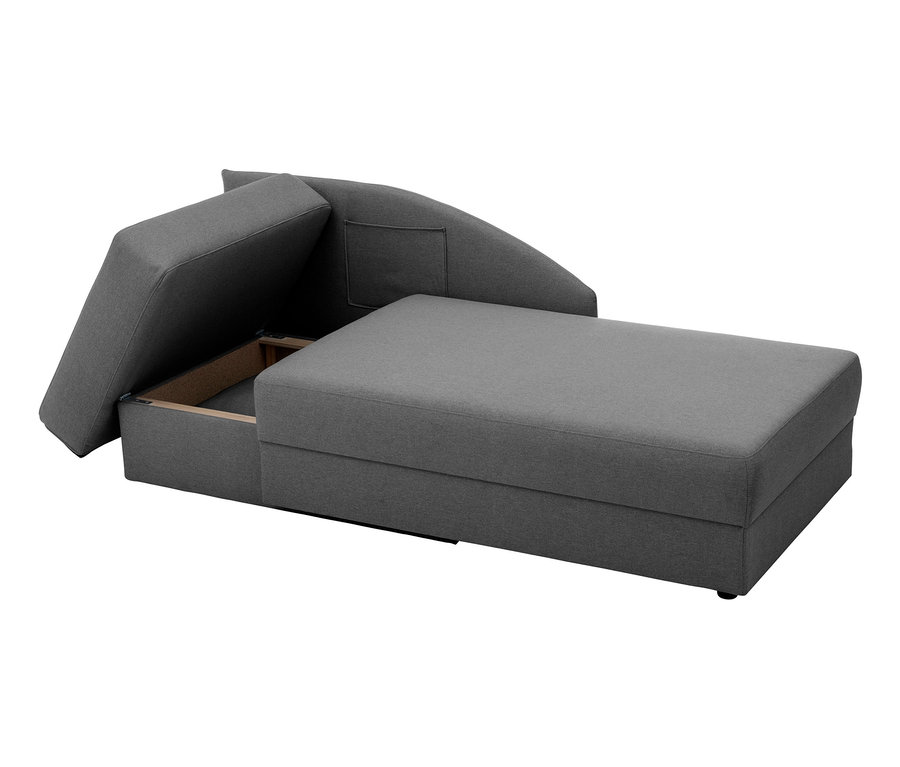 Anthrazitfarbene Polsterliege »Tobi« mit klappbarer Rückenlehne links.