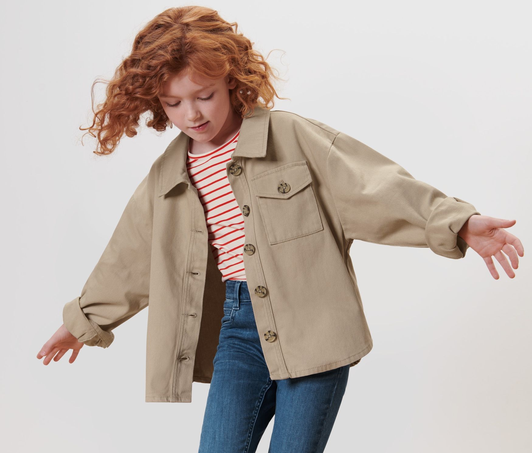 Thumbnail - Tchibo - Kinder-Denimjacke - Mädchen - Gr. 134/140 - beige