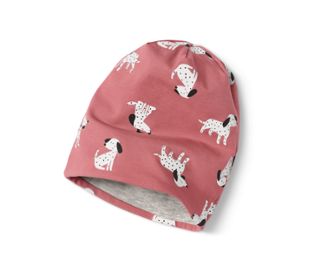 1 Seite dunkelrosa mit Hunde-Print, 1 Seite grau meliert