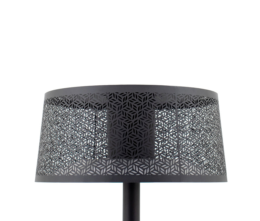 Detailansicht des oberen Teils des schwarzen Sunred® Smarter Stand-Heizstrahlers Artix Moderna Ultra Standing Black 2.000.