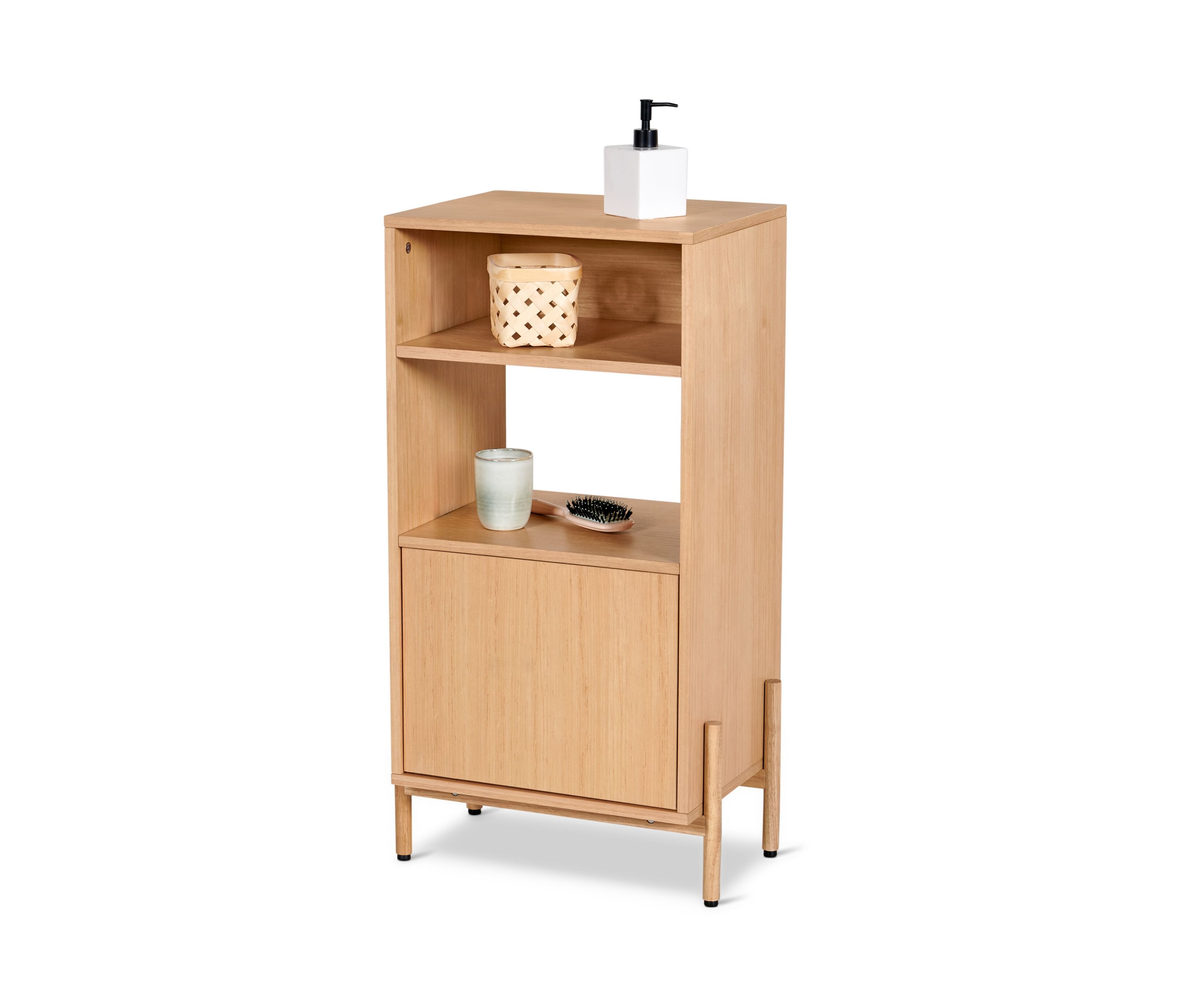 Tchibo - Badschrank mit Holzfurnier - 45x35x93cm - naturfarben - Rubberwood-Holz / Holz