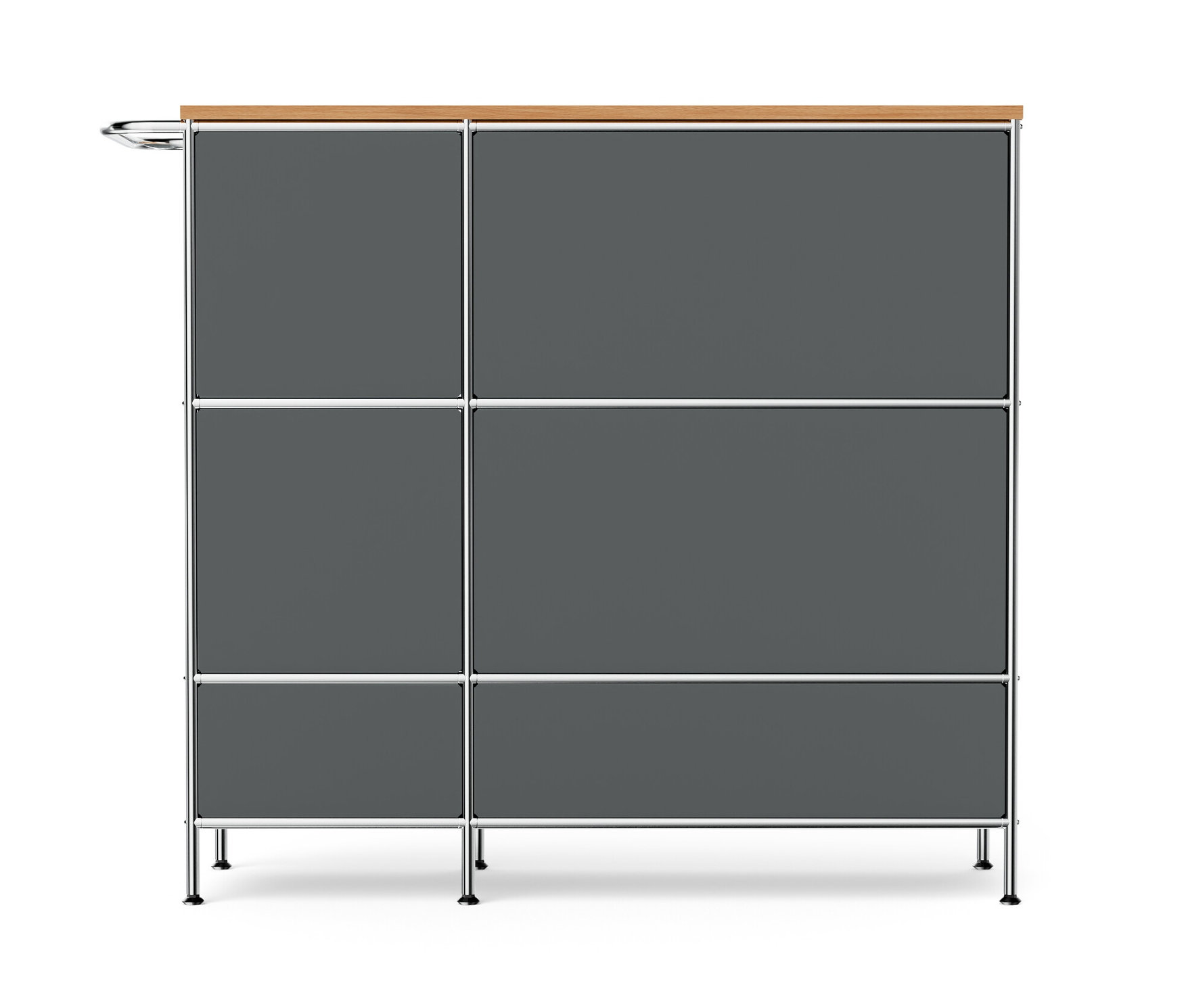 Thumbnail - Tchibo - Sideboard Metall »Cn3« mit Holzplatte - 127x42x111cm - chrom - Stahl / Aluminium / Kunststoff