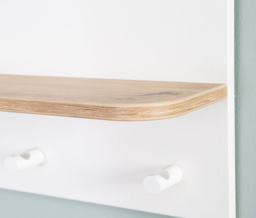 roba Wandgarderobe »Ava« mit einem Regalbrett und zwei weißen Haken.