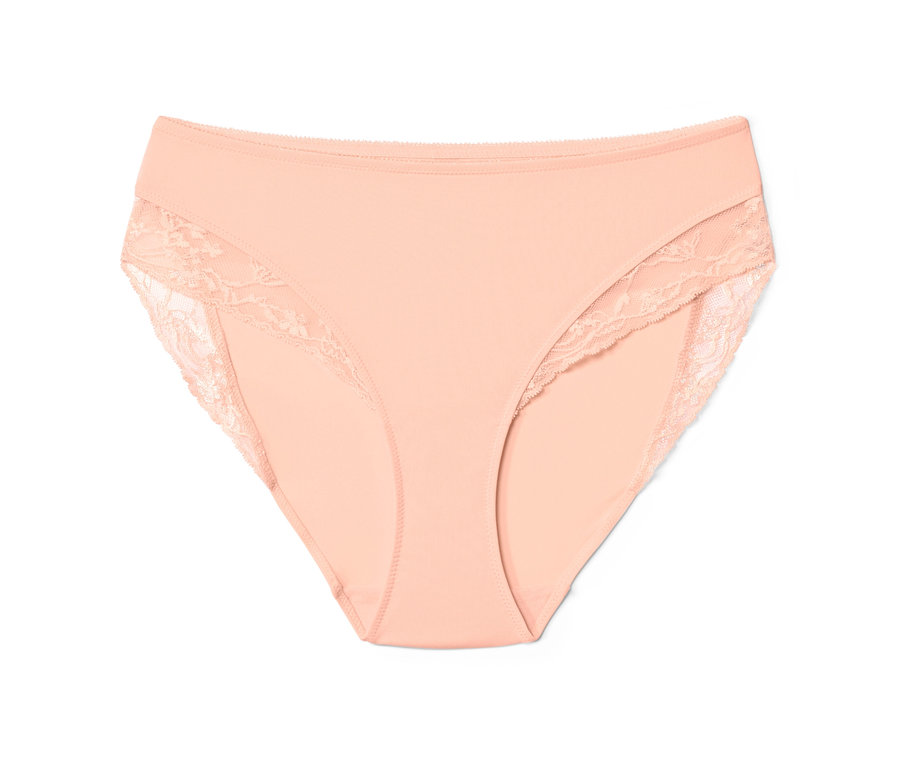 Pfirsichfarbener Midrise-Slip mit Spitze.