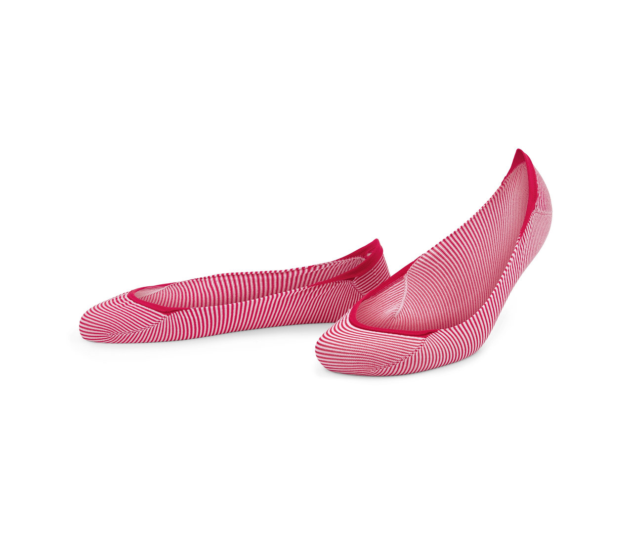 Zwei Paar rot-weiß gestreifte Ballerina-Füßlinge.