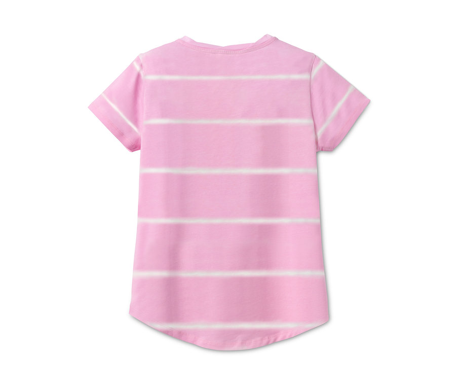 Rückansicht eines rosa T-Shirts mit weißen Streifen. Produkt: 2 T-Shirts.