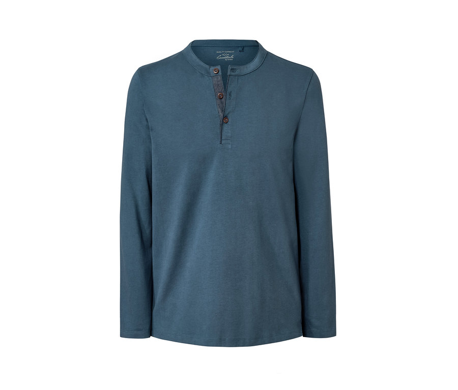 Blaues Langarm-Henley.