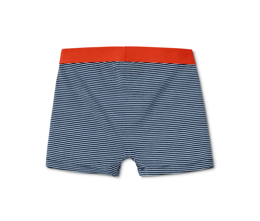 Blaue Jungen-Slipboxer, 7 Stück, mit orangefarbenem Gummibund.