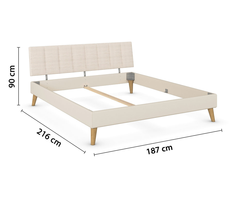 Weißes Bettgestell mit Polsterkopfteil "Mavi-Extra" von Rauch.