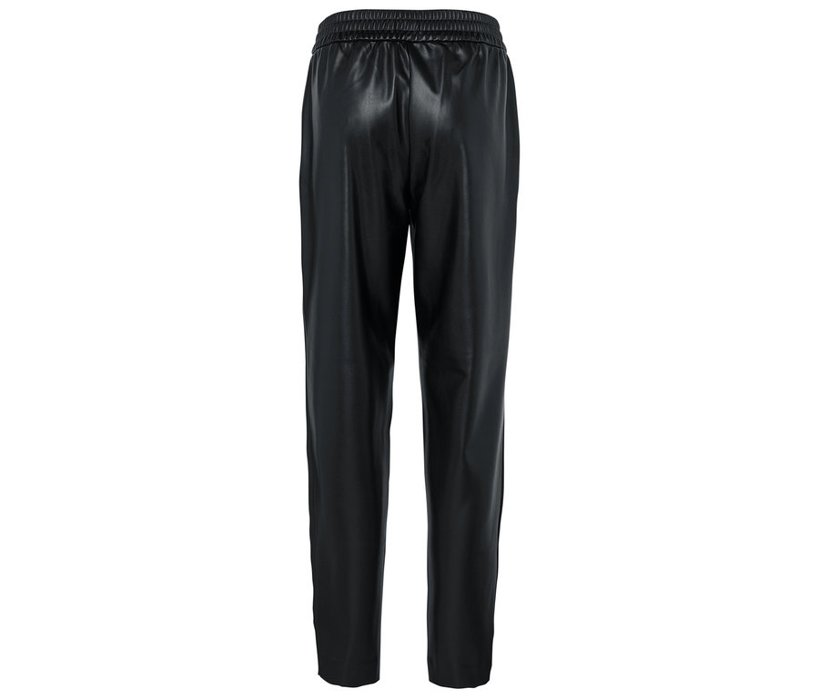 Schwarze Lederhose mit Gummibund.