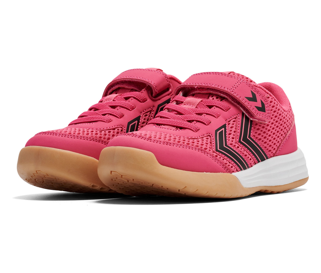 Zwei rosa HUMMEL Multiplay Flex VC JR Turnschuhe.